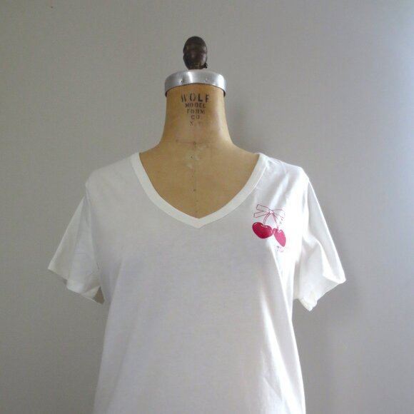 GAP Factory Tops - GAP V-Neck Short Sleeve Tee with Cherry Print